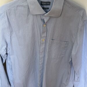 Michael Kors Light Blue Gingham Dress Shirt
